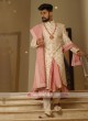 Off-White And Pink Grooms Sherwani