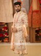 Grooms Cream Color Silk Sherwani