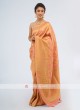 Peach And Golden Banarasi Silk Saree