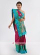 Magenta And Rama Green Silk Saree