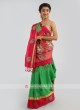 Light Green And Rani Silk Saree