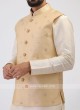 Thread Work Nehru Jacket Set In Cream Color