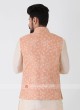 Art Silk Peach Color Zari Work Nehru Jacket Set