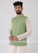 Plain Pista Green Nehru Jacket Set