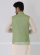 Plain Pista Green Nehru Jacket Set