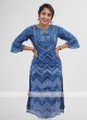 Royal Blue And White Kurti With Pants