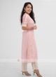 Light Pink Color Cotton Silk Kurti With Palazzo