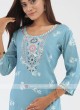 Kurti With Trouser In Light Blue