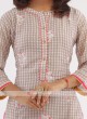 Beige Color Checks Print Kurti With Bottom