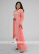 Party Wear Palazzo Suit In Peach Color