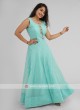 Readymade Anarkali Suit In Firozi Color