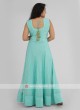 Readymade Anarkali Suit In Firozi Color