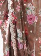 Brown Organza Saree With Floral Printed