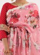 Floral Printed Saree In Light Peach