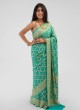 Traditional Party Wear Sea Green Chiffon Sarees