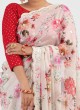 Cream Color Floral Printed Organza Saree