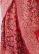 Zari Weaving Pink Chiffon Saree