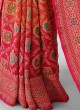 Orange And Pink Shaded chiffon Saree