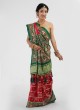 Gajji Silk Wedding Saree For Bride In Green And Maroon Color