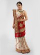 Gujarati Bridal Saree Panetar In Off-White And Maroon