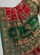 Gujarati Wedding Saree Gharchola In Maroon And Green