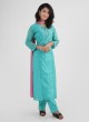 Trouser Salwar Kameez Suits In Firozi Color