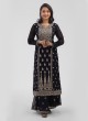 Navy Blue Color Party Wear Palazzo Suit With Resham Work