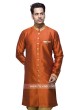 Art Silk Fabric Indowestern In Orange Color