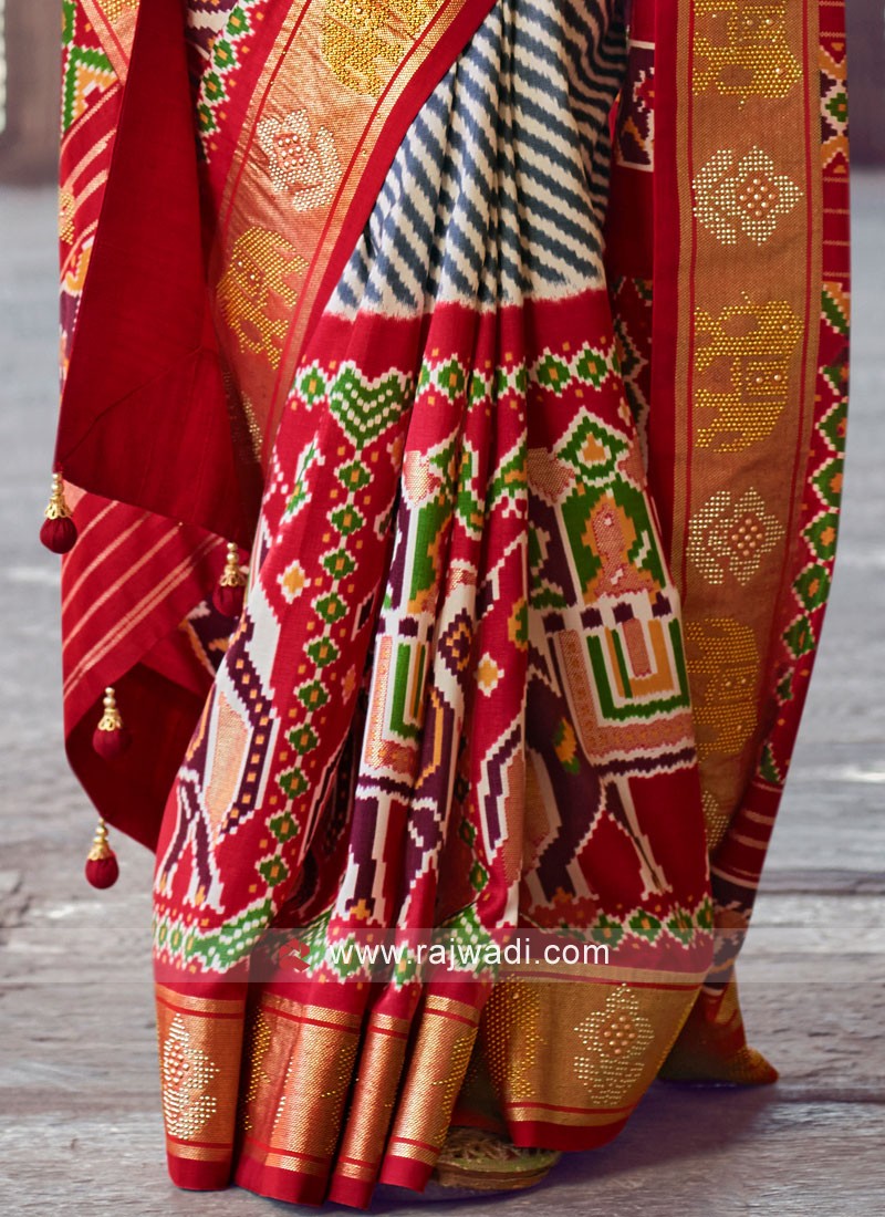 Double Ikat Patola Saree Elephant Laheriya - NAVDIP TUNDIYA