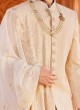 Cream Silk Sherwani For Wedding Wear