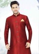 Solid Red And Golden Color Indowestern