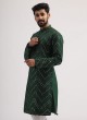 Wedding Wear Kurta Pajama In Green Color