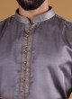 Festive Wear Grey Color Kurta Pajama