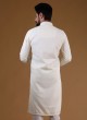 Thread Work Kurta Pajama In Off-White Color