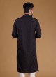 Lucknowi Work Kurta Pajama In Black Color