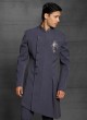 Imported Fabric Indowestern In Dark Grey Color