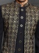 Jacket Style Indowestern In Black Color