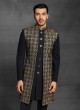 Jacket Style Indowestern In Black Color