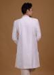 Thread Work Nehru Jacket Suit In Off White Color