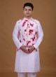 Attractive Nehru Jacket Suit In White Color