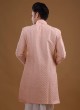 Sequins Work Indowestern In Peach Color