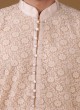 Lucknowi Work Kurta Pajama In Beige Color