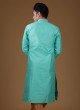 Wedding Wear Kurta Pajama In Sea Green Color