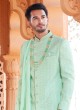 Sea Green Silk Sherwani For Groom