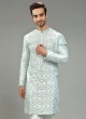 Festive Wear Light Cyan Kurta Pajama In Silk
