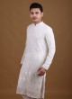 Festive Wear Kurta Pajama In White Color