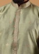 Art Silk Olive Green Kurta Pajama