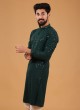 Bottle Green Lucknowi Kurta Pajama