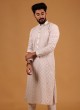 Light Grey Lucknowi Kurta Pajama