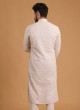 Light Grey Lucknowi Kurta Pajama